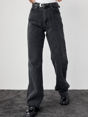 Чорні джинси-палаццо з необробленим низом | 6584278