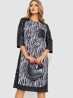 Сукня чорно-біла в принт зебри | 6584499