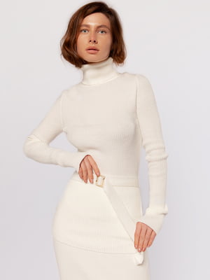 Білий светр з поясом | 6590020
