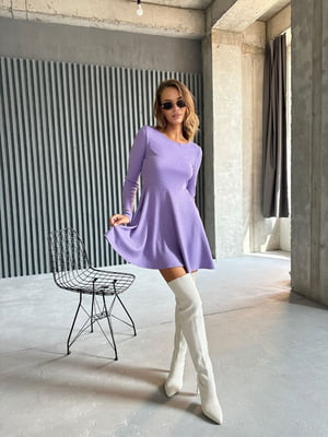 Фіолетова силуетна сукня в рубчик | 6590617