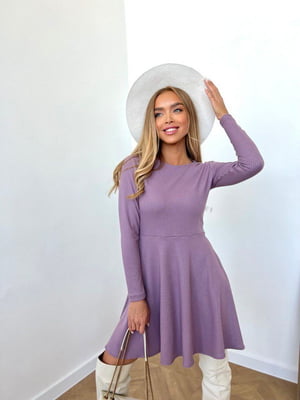 Силуетна сукня фіолетового кольору в рубчик | 6590623