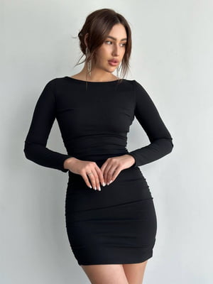 Драпірована чорна сукня пуш-ап | 6590628