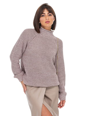 Меланжевый свитер объемной вязки пудрового цвета | 6487607