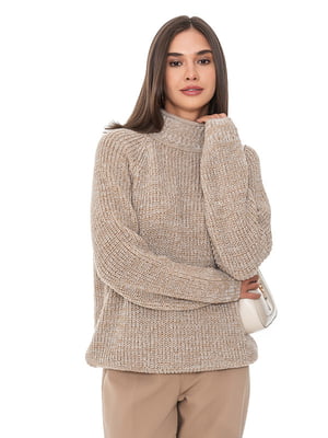Меланжевый бежевый свитер объемной вязки | 6578680