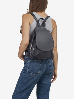 Рюкзак шкіряний Backpack чорно-синій | 6605398