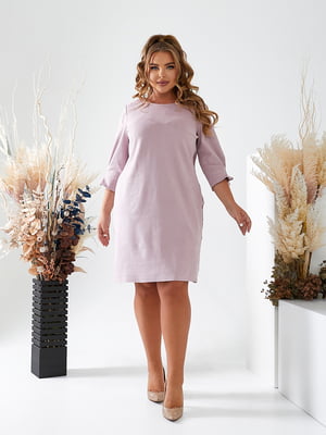 Сукня-футляр пудрового кольору із замшевої тканини | 6605252