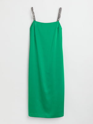 Сукня атласна зелена в білизняному стилі | 6605531