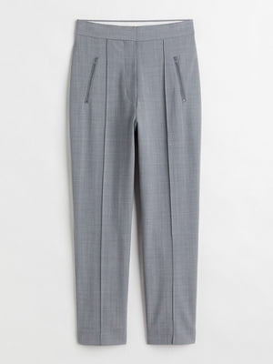 Шерстяныые серые зауженные брюки | 6605551