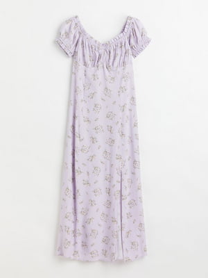 Сукня А-силуету лавандового кольору в принт | 6605566