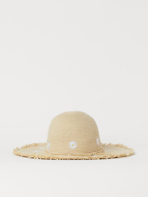Шляпа соломенная светло-бежевая с декором | 6605998
