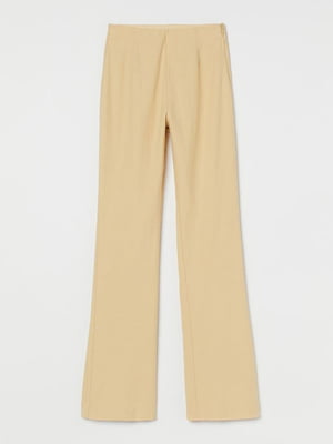 Льняные светло-желтые расклешенные брюки | 6606024