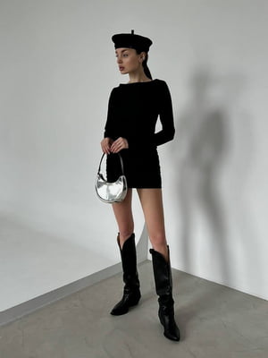 Драпірована чорна сукня пуш-ап | 6590547