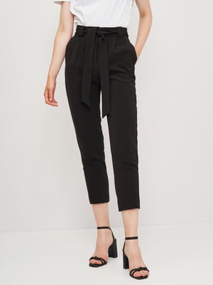 Вкорочені вузькі штани чорного кольору | 6586064