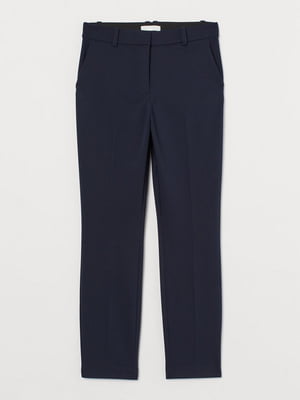 Укороченные прямые брюки темно-синего цвета | 6587046