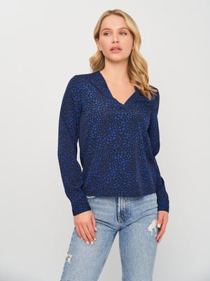 Блуза чорно-синя з візерунком | 6587549