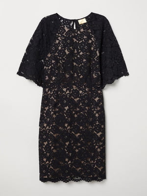 Платье-футляр черное с узором | 6587887