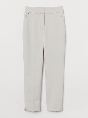 Укороченные зауженные брюки светло-бежевого цвета | 6588170