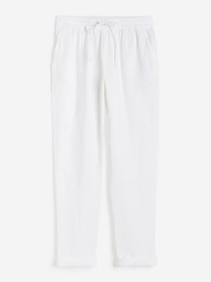 Льняні штани білого кольору | 6589001