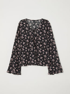 Блуза черная в цветочный принт | 6589091