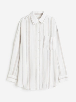 Рубашка бело-бежевая в полоску | 6589750