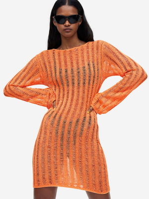 Платье-футляр оранжевого цвета в полоску | 6589783