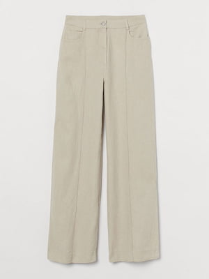 Широкие прямые брюки светло-бежевого цвета | 6589858