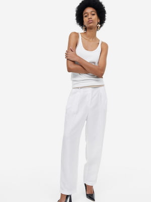 Льняні штани білого кольору | 6589908
