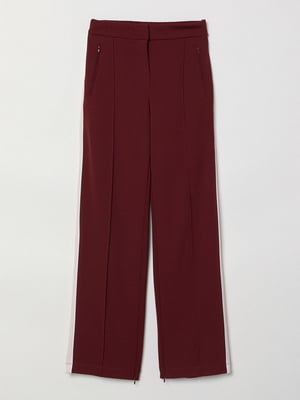 Трикотажные прямые брюки бордового цвета | 6587778