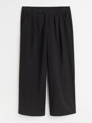 Широкие брюки черного цвета с пуговицами внизу штанин | 6588601