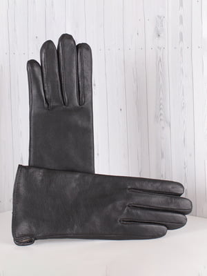 Перчатки кожаные черные демисезонные сенсорные | 6608332