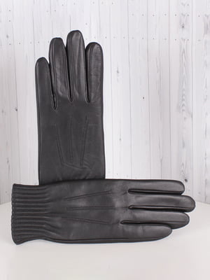 Перчатки кожаные черные на резинке сенсорные | 6608335