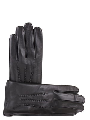 Мужские перчатки черные кожаные демисезонные | 6608338