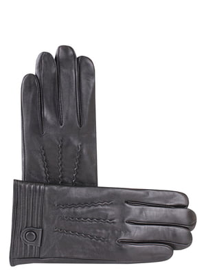 Перчатки мужские кожаные черные демисезонные | 6608339