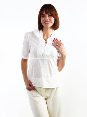 Блуза з V-подібним вирізом біла | 6615262