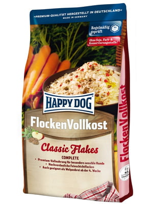 Happy Dog Flocken Vollkost корм хлопья для взрослых собак и щенков с 3 недель | 6611988