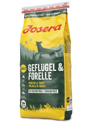 Josera Geflügel &amp; Forelle сухий беззерновий корм для активних собак | 6612021