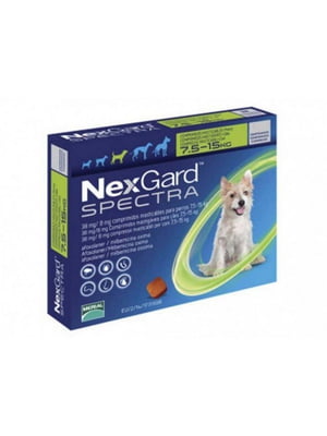 NexGard Spectra М таблетки від кліщів, бліх та гельмінтів для собак вагою від 7.5 до 15 кг 1 таблетка | 6612120