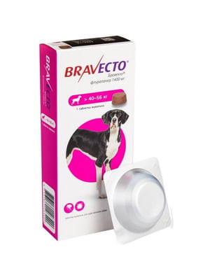 Bravecto таблетка від бліх та кліщів 1400 мг. для гігантських собак вагою від 40 до 56 кг. | 6612132