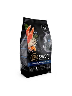 Savory Adult Cat Gourmand Fresh Salmon & White Fish корм для длинношерстных кошек 0.4 кг. | 6612136