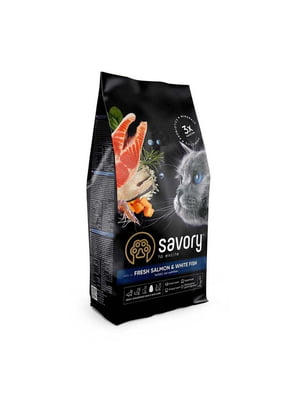 Savory Adult Cat Gourmand Fresh Salmon & White Fish корм для длинношерстных кошек 2 кг. | 6612137