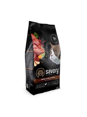 Savory Adult Cat Sensitive Digestion Fresh Lamb & Turkey корм для котов для ЖКТ 2 кг. | 6612140