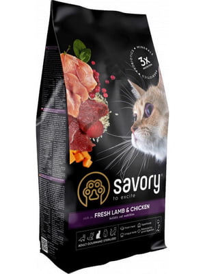 Savory Adult Cat Steril Fresh Lamb & Chicken сухой корм для стерилизованных котов 2 кг. | 6612144