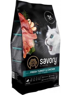 Savory Kitten Chicken With Fresh Turkey сухий корм для кошенят 0.4 кг. | 6612147