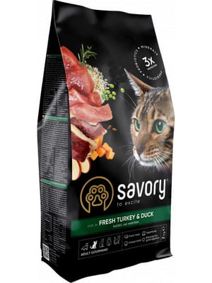 Savory Adult Cat Gourmand Fresh Turkey & Duck корм для котов привередливых в еде | 6612148