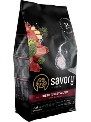 Savory Small Breeds Turkey rich in Fresh Meat with Lamb корм для собак маленьких пород 3 кг. | 6612168