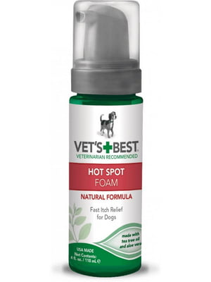 Vet`s Best Hot Spot Foam пена для устранения раздражений и воспалений для собак | 6612260