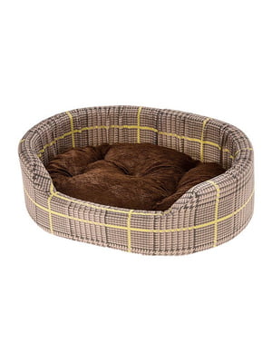 Лежак - кровать для собак и кошек Ferplast Dandy F 45 x 35 x h 13 cm - DANDY F 45, Коричневый желтая клетка | 6612565