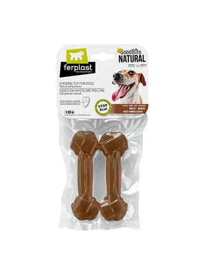 Жувальна кісточка для собак із ароматом яловичини Ferplast GoodBite Natural Beef М - 70 гр. х 2 шт. - 13,5 x 4,4 xh 2,1 cm | 6612826