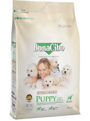 BonaCibo Puppy Lamb &amp; Ric сухий корм для цуценят 3 кг. | 6612976