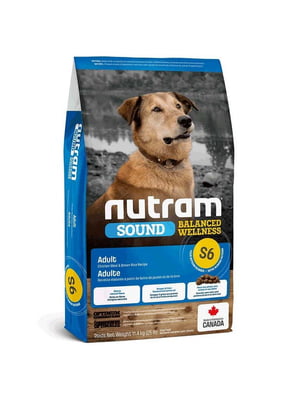 Nutram S6 Sound Balanced Wellness Adult Dog корм для собак средних пород 11.4 кг. | 6613459